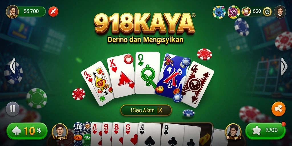 Screenshot gameplay 918KAYA menunjukkan suasana bermain Domino yang seru.