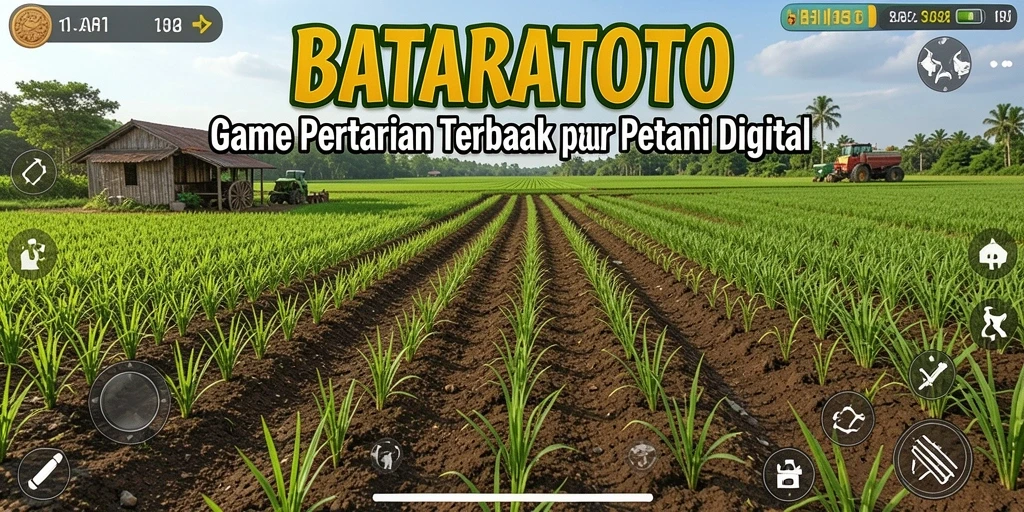 Tampilan utama gameplay BATARATOTO dengan lahan pertanian yang subur.