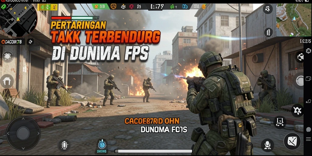 Tampilan gameplay intens dari CACOR78 dengan aksi pertempuran FPS yang mendebarkan.