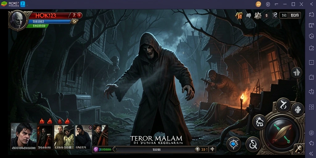 Tangkapan layar gameplay HOKI123 memperlihatkan suasana mencekam yang menakutkan.