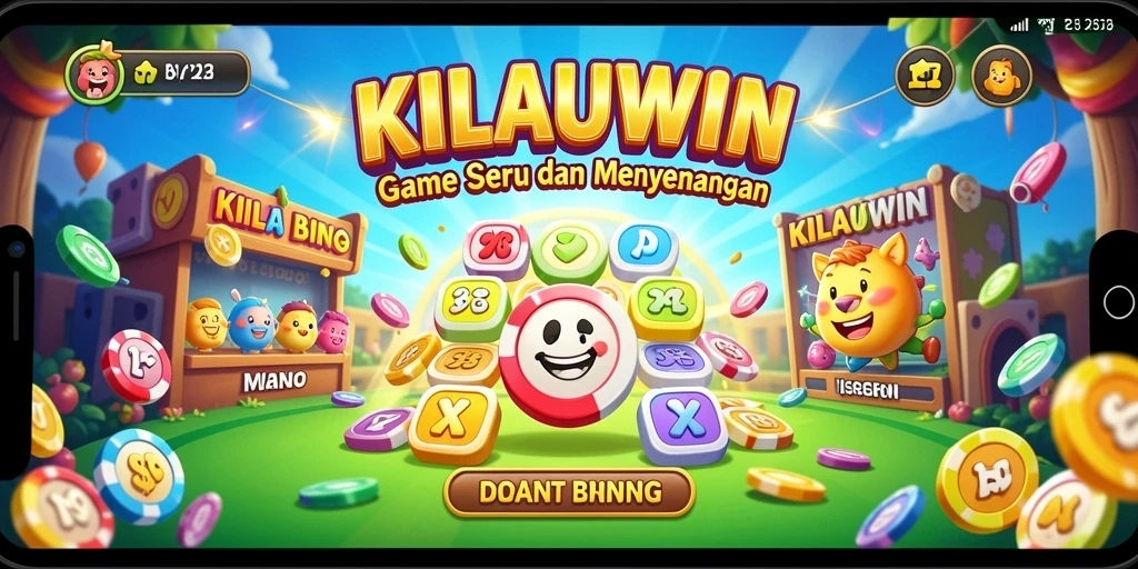 Screenshot gameplay KILAUWIN menampilkan kartu Bingo penuh warna.