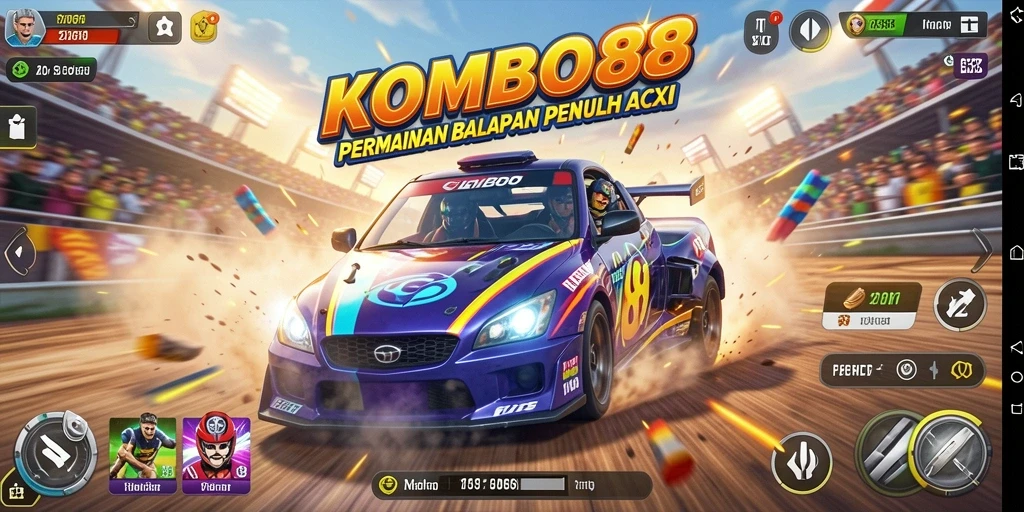 Tampilan gameplay seru dan mendebarkan dalam balapan KOMBO88.