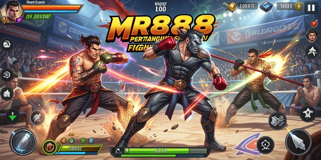 Screenshot utama MR888 menampilkan aksi pertarungan yang intens dan grafis memukau.