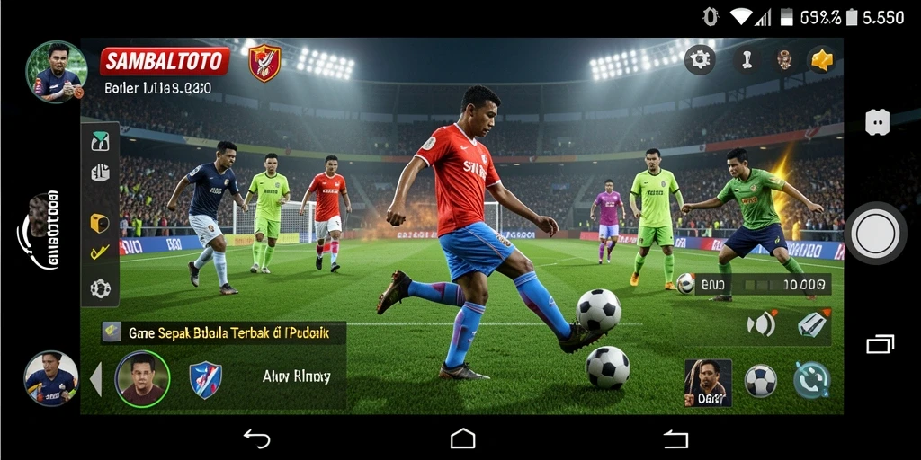 Screenshot gameplay SAMBALTOTO yang menunjukkan aksi seru sepak bola.