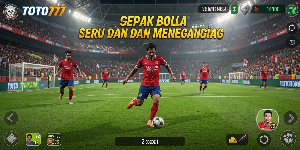Tampilan gameplay seru dari TOTO777 di lapangan sepak bola.