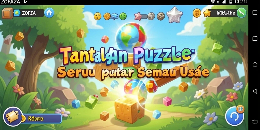 Tampilan gameplay menantang pada ZOFAZA dengan berbagai puzzle menarik.